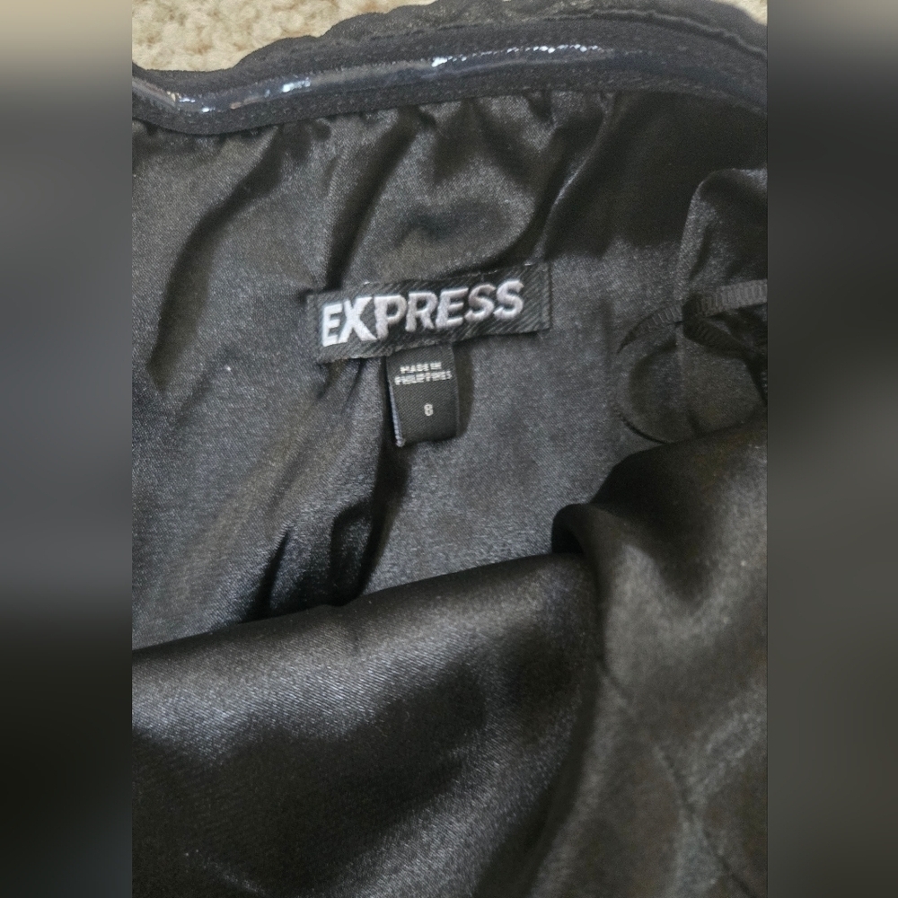 Express Black Strapless Ruched Mini Dress Size 8 - Picture 3 of 4